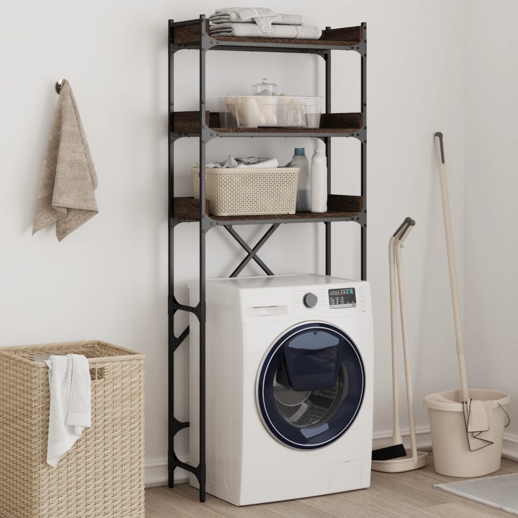 Washing Machine Shelf Brown Oak 67x25x163 cm Engineered Wood - Casper Homes