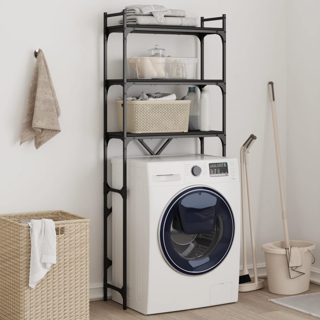 Washing Machine Shelf Black 67x25x163 cm Engineered Wood - Direct Imports