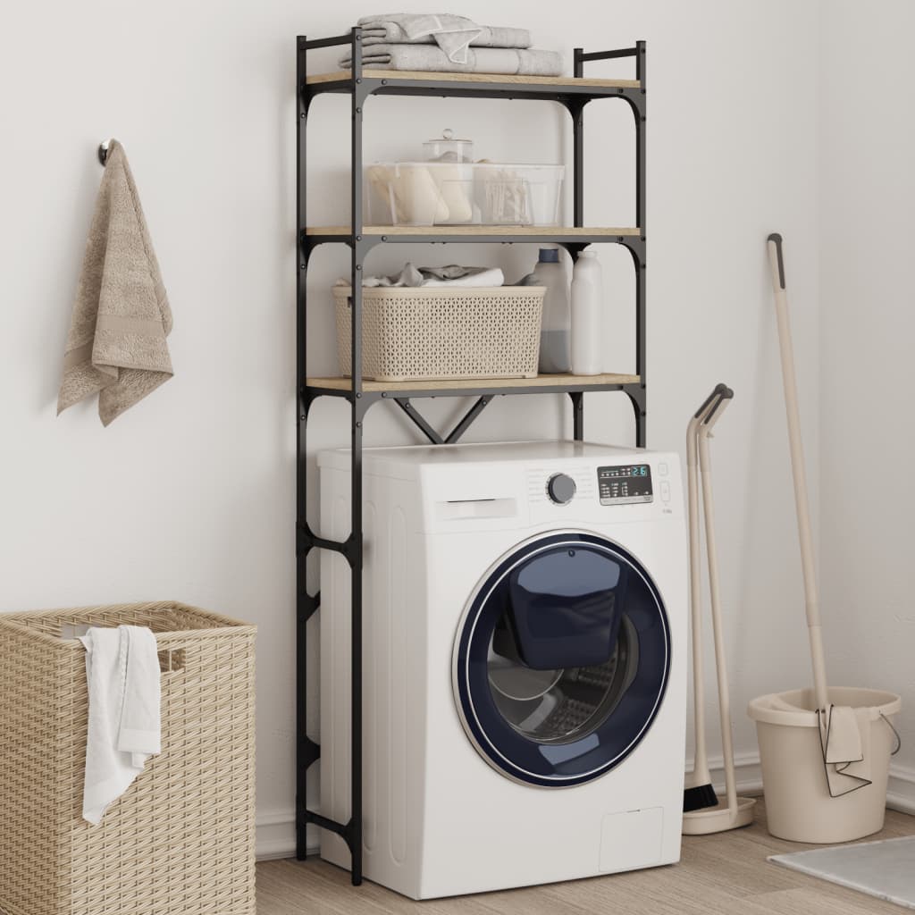 Washing Machine Shelf Sonoma Oak 67x25x163 cm Engineered Wood - Merlin Deals