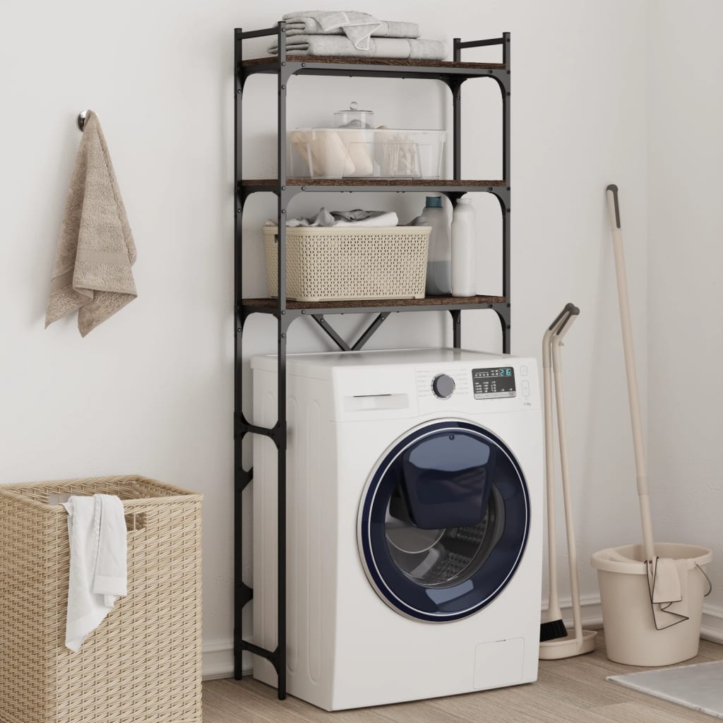 Washing Machine Shelf Brown Oak 67x25x163 cm Engineered Wood - Brittle & Co