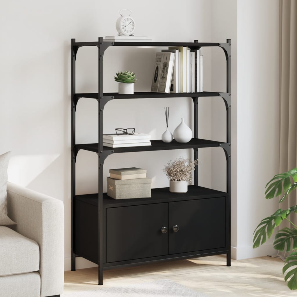 Bookcase 3-Tier Black 70x30x109.5 cm Engineered Wood - Brittle & Co