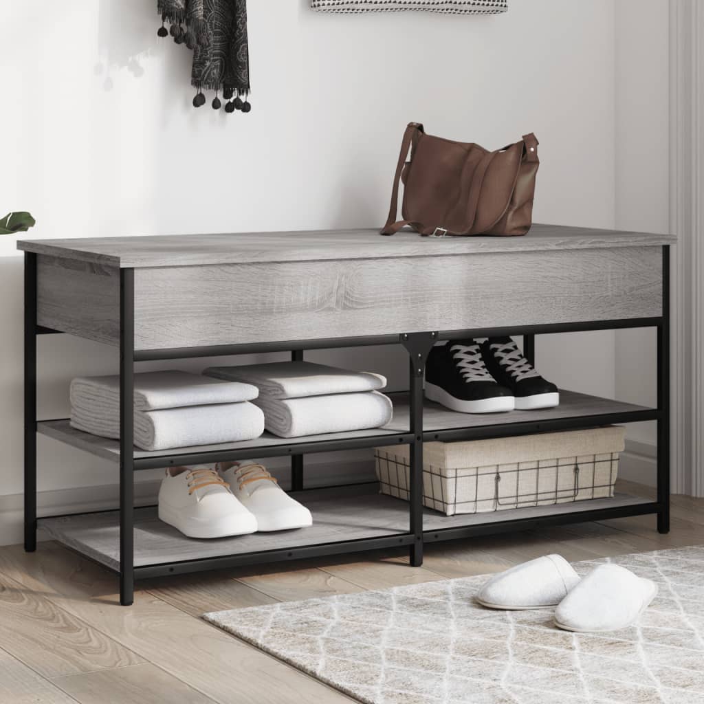 Shoe Bench Grey Sonoma 100x42.5x50 cm Engineered Wood - R and M Furniture