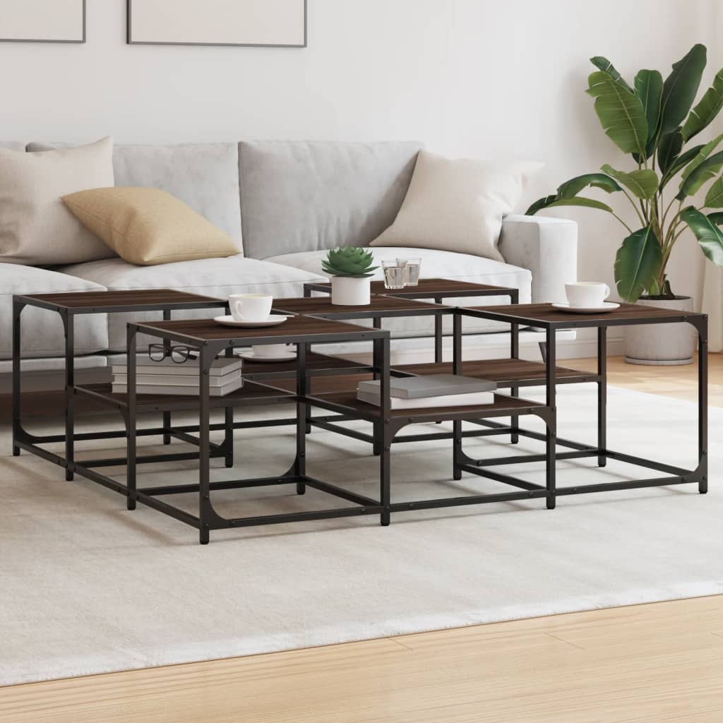 Coffee Table Brown Oak 121x121x40 cm Engineered Wood - Merlin Deals