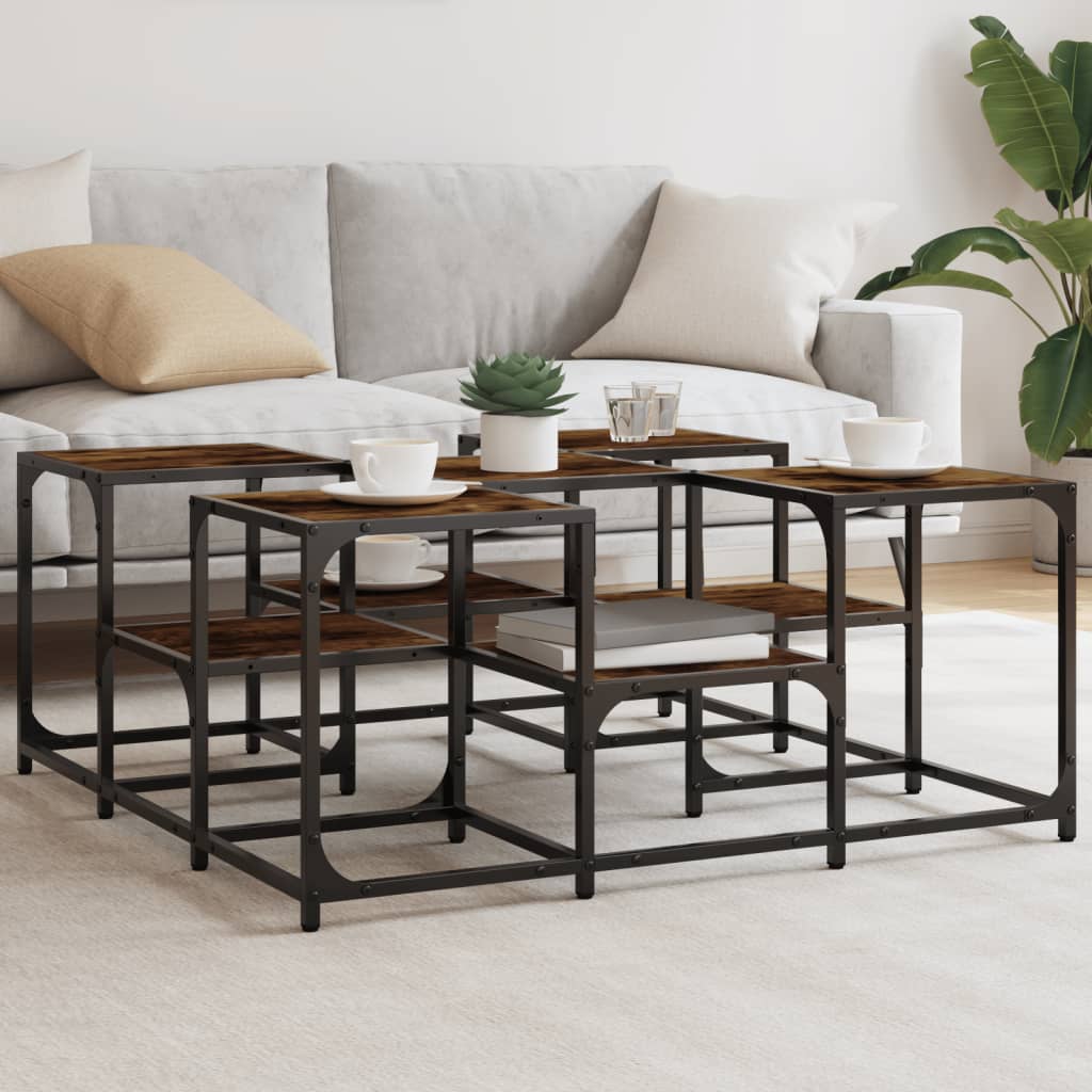 Coffee Table Smoked Oak 91x91x40 cm Engineered Wood - All Things Good