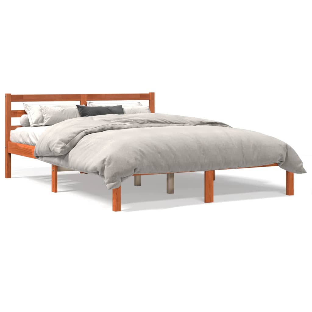 Bed Frame Wax Brown 120x190 cm Small Double Solid Wood Pine - The Home Maker