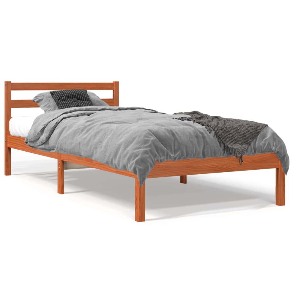 Bed Frame Wax Brown 100x200 cm Solid Wood Pine - All Things Good