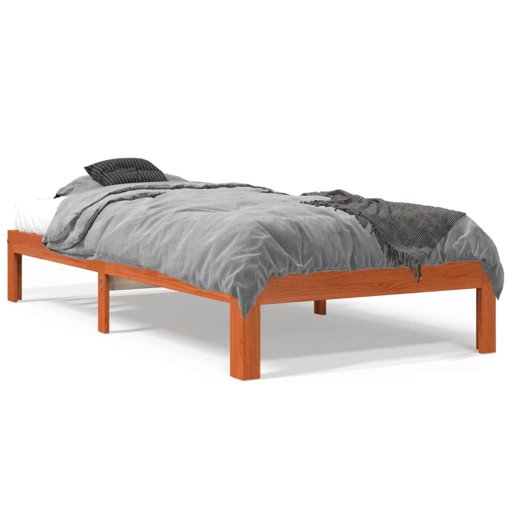 Bed Frame Wax Brown 90x190 cm Single Solid Wood Pine - The Home Maker