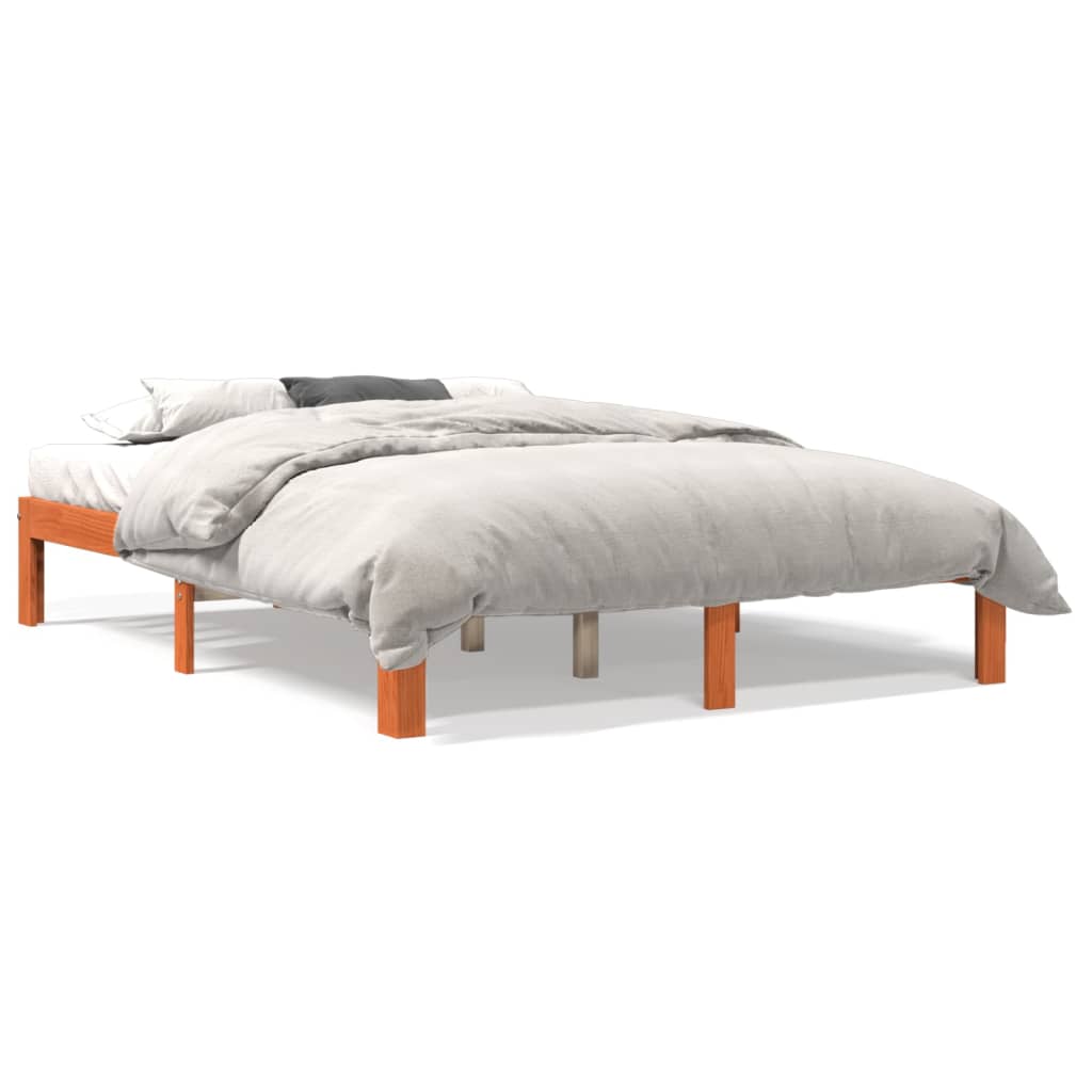 Bed Frame Wax Brown 140x190 cm Solid Wood Pine - Merkel Designers