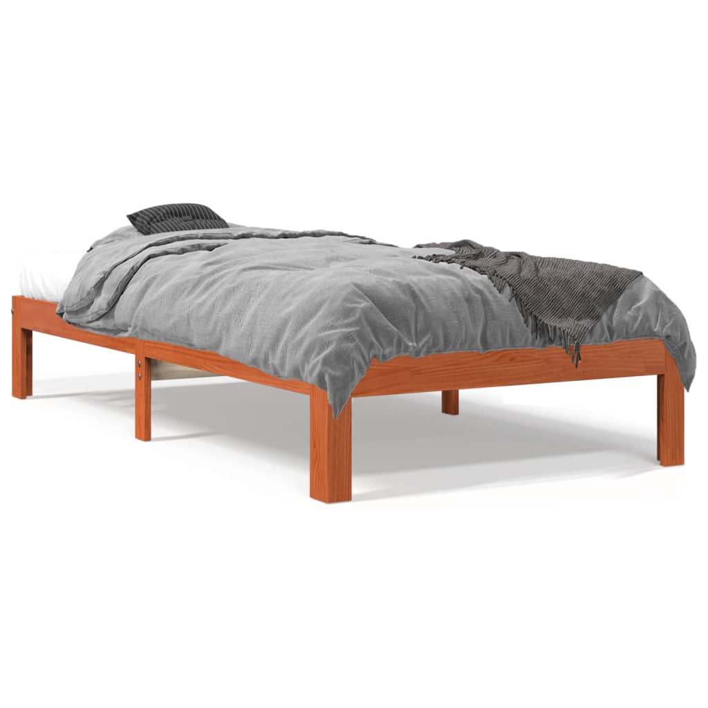 Bed Frame Wax Brown 100x200 cm Solid Wood Pine - All Things Good