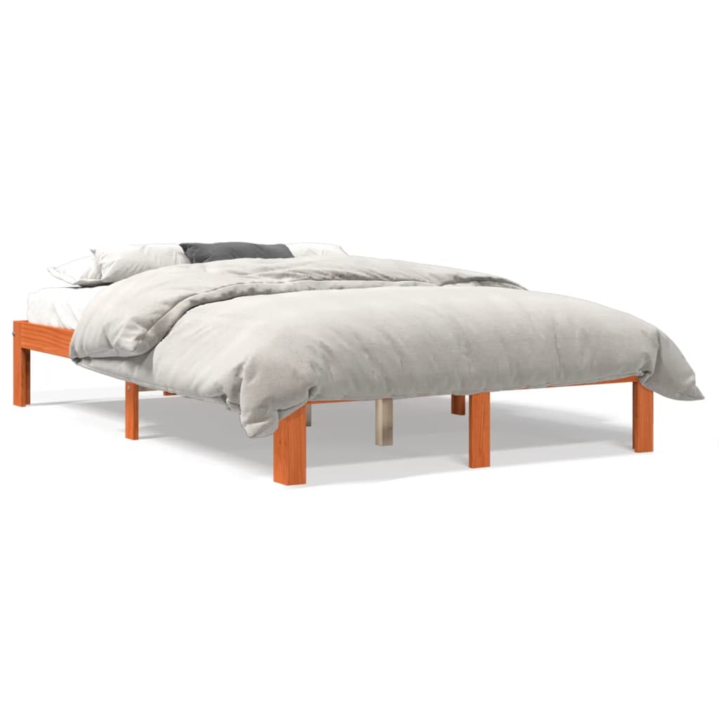 Bed Frame Wax Brown 140x200 cm Solid Wood Pine - Merkel Designers