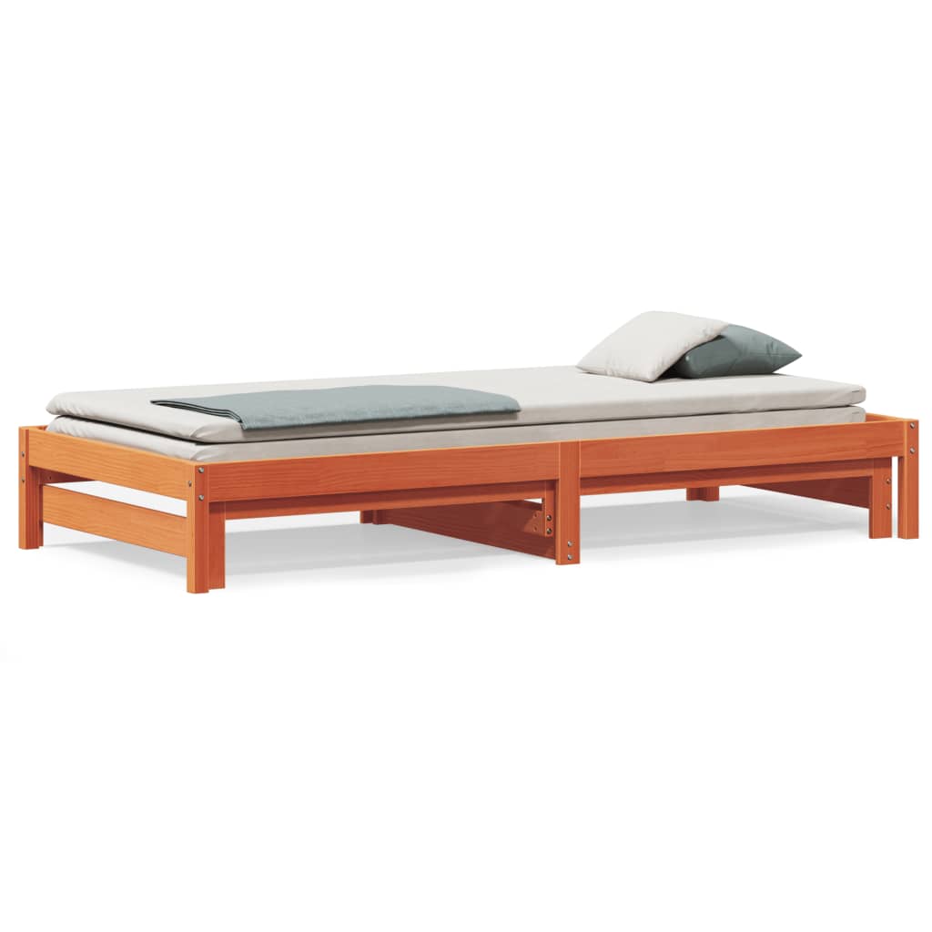 Day Bed with Trundle Wax Brown 90x190 cm Solid Wood Pine - All Things Good