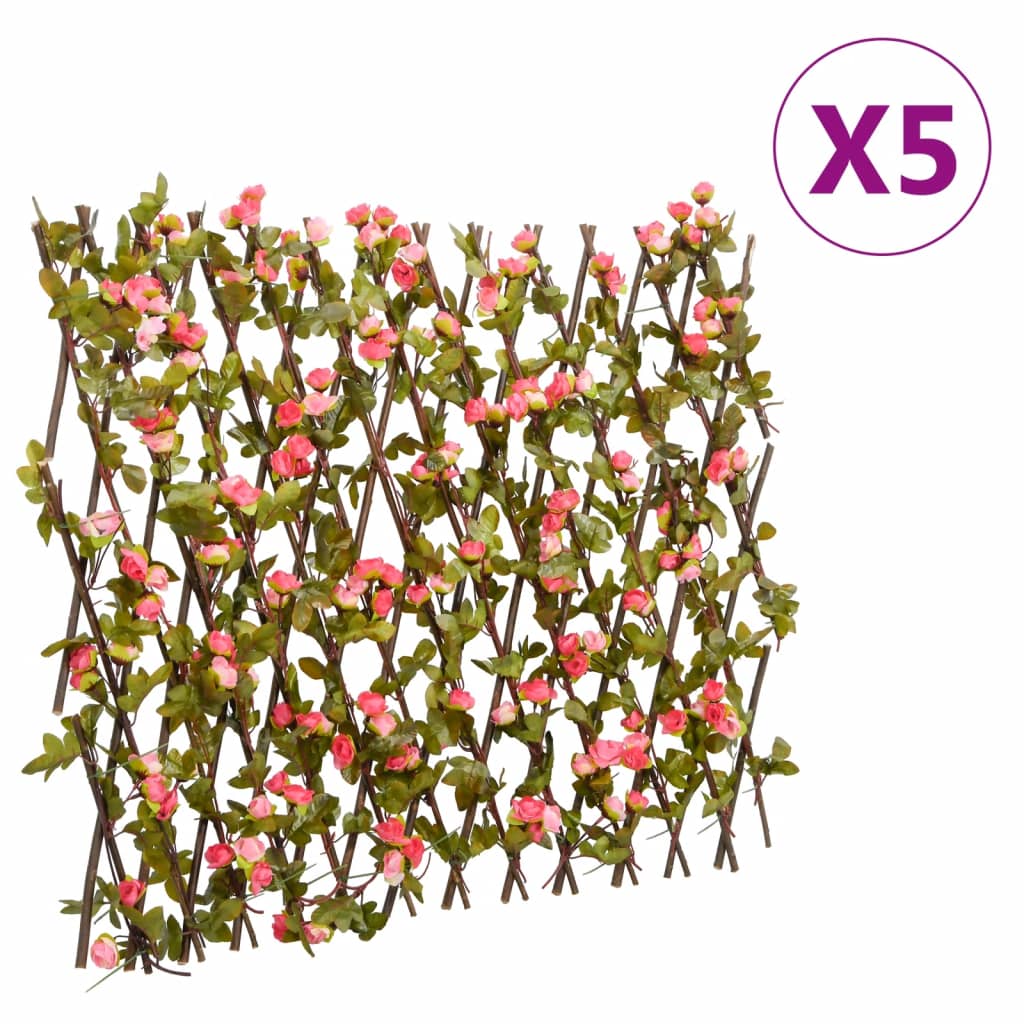 vidaXLÂ Artificial Ivy Trellis Expandable 5 pcs Dark Pink 180x60 cm - The Home Maker