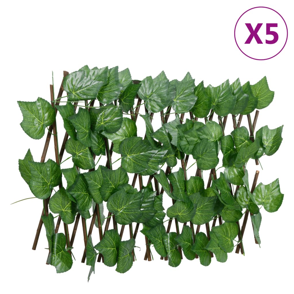 Artificial Grape Leaf Trellis Expandable Green 5 pcs 180x20 cm - All Things Good
