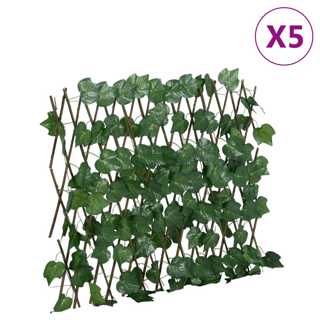 Artificial Grape Leaf Trellis Expandable Green 5 pcs 190x60 cm - All Things Good