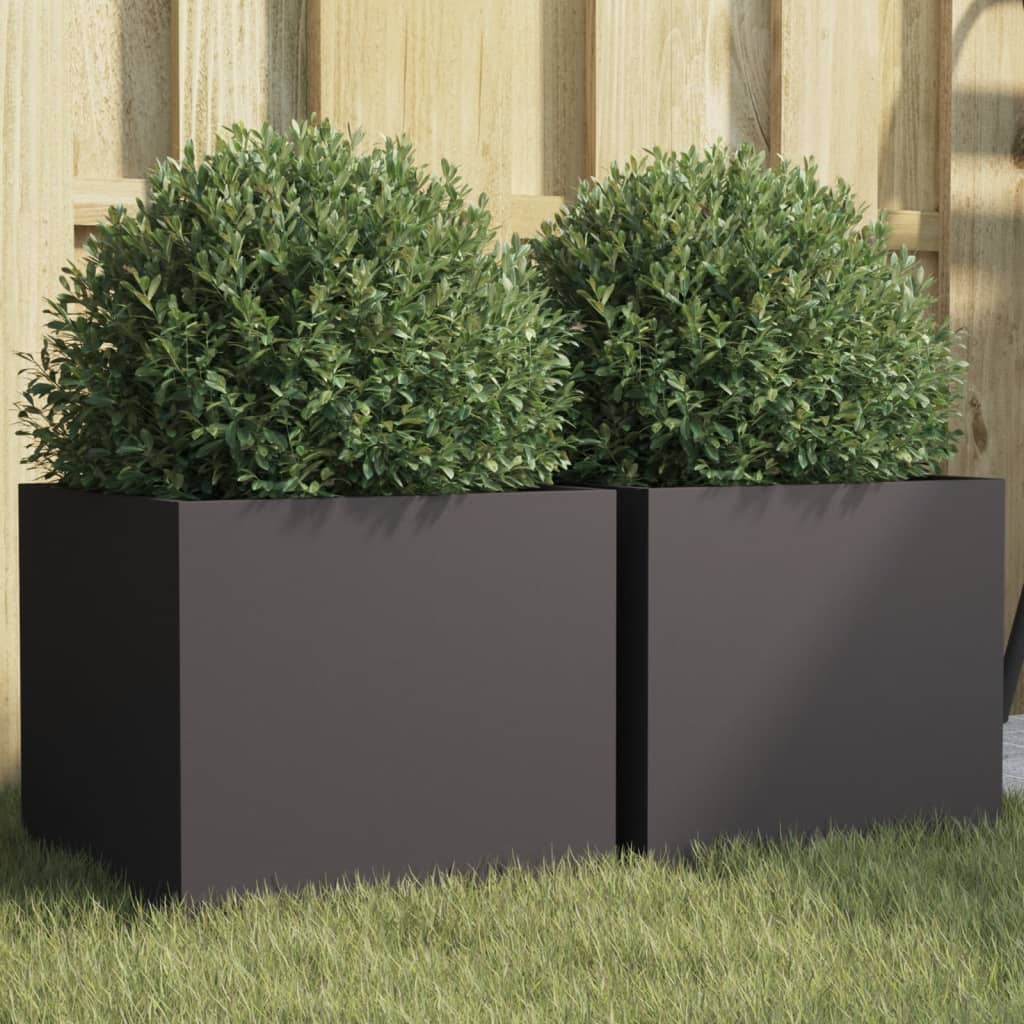 Planters 2 pcs Black 32x30x29 cm Cold-rolled Steel - R and M Furniture