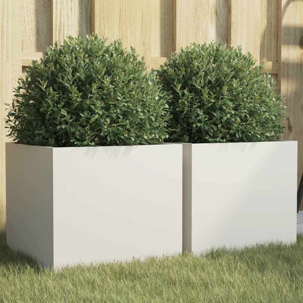Planters 2 pcs White 32x30x29 cm Cold-rolled Steel - The Home Maker