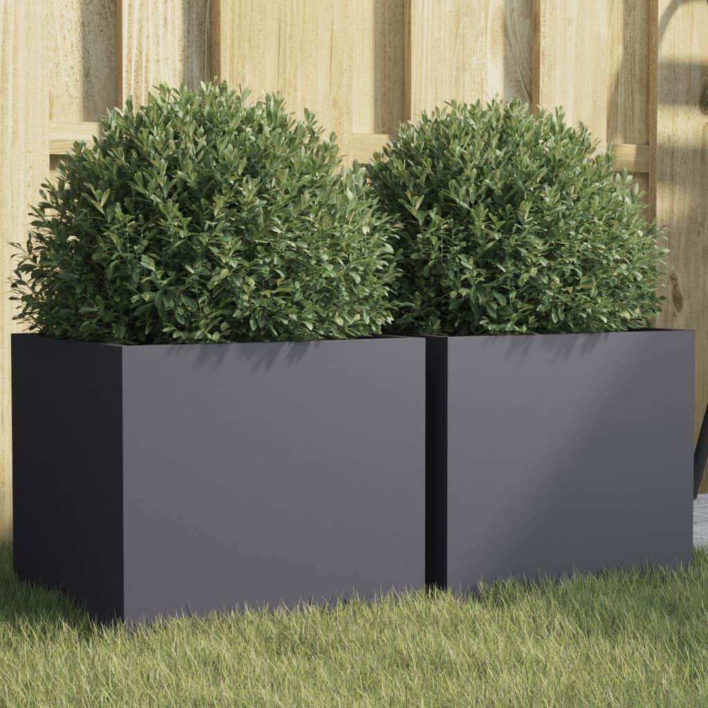 Planters 2 pcs Anthracite 32x30x29 cm Cold-rolled Steel - All Things Good