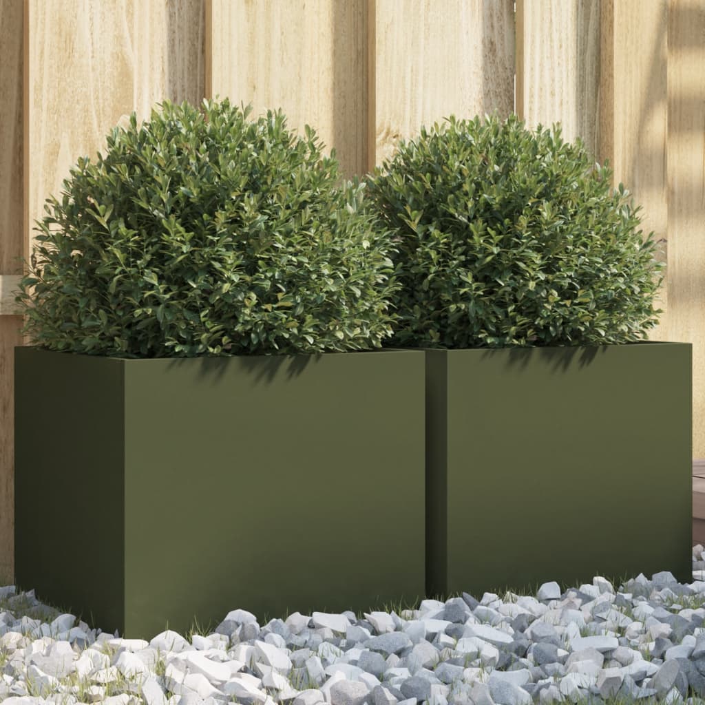Planters 2 pcs Olive Green 32x30x29 cm Cold-rolled Steel - All Things Good