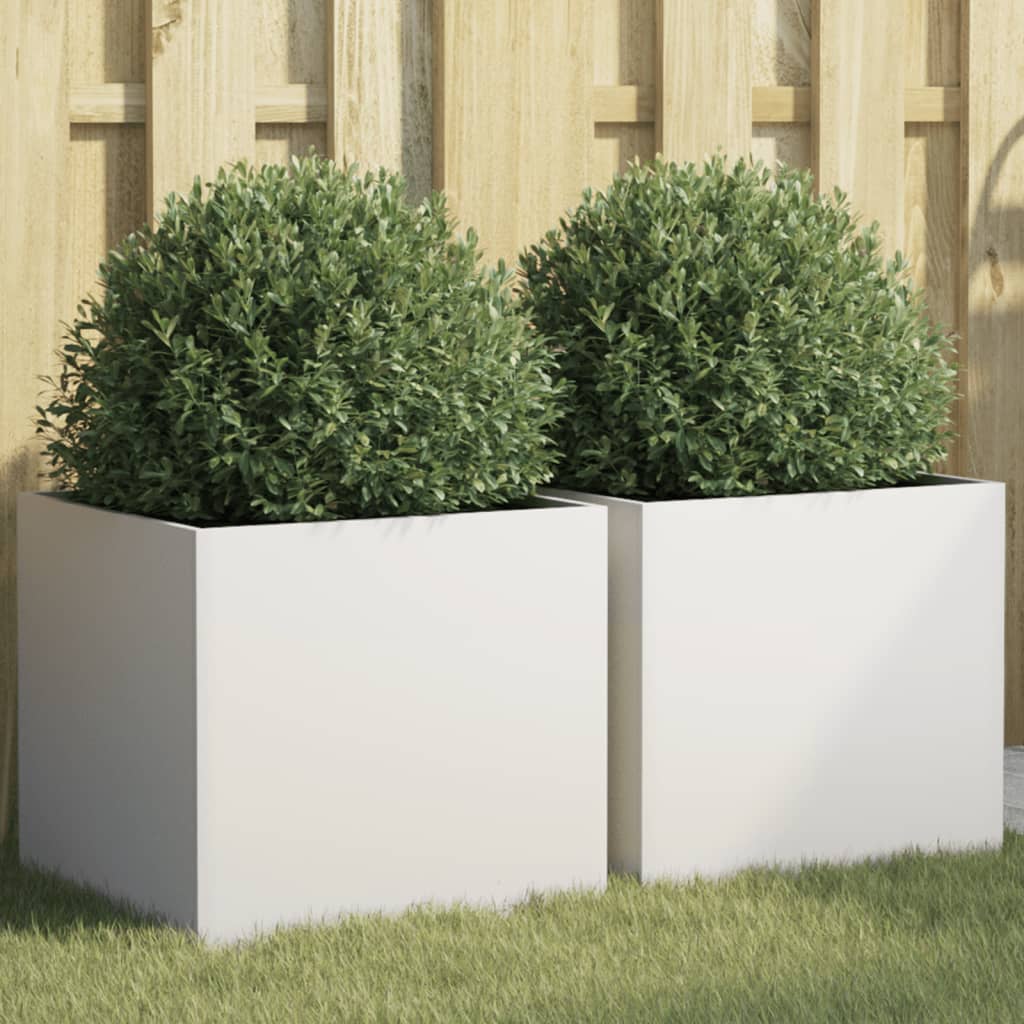 Planters 2 pcs White 42x40x39 cm Cold-rolled Steel - The Home Maker