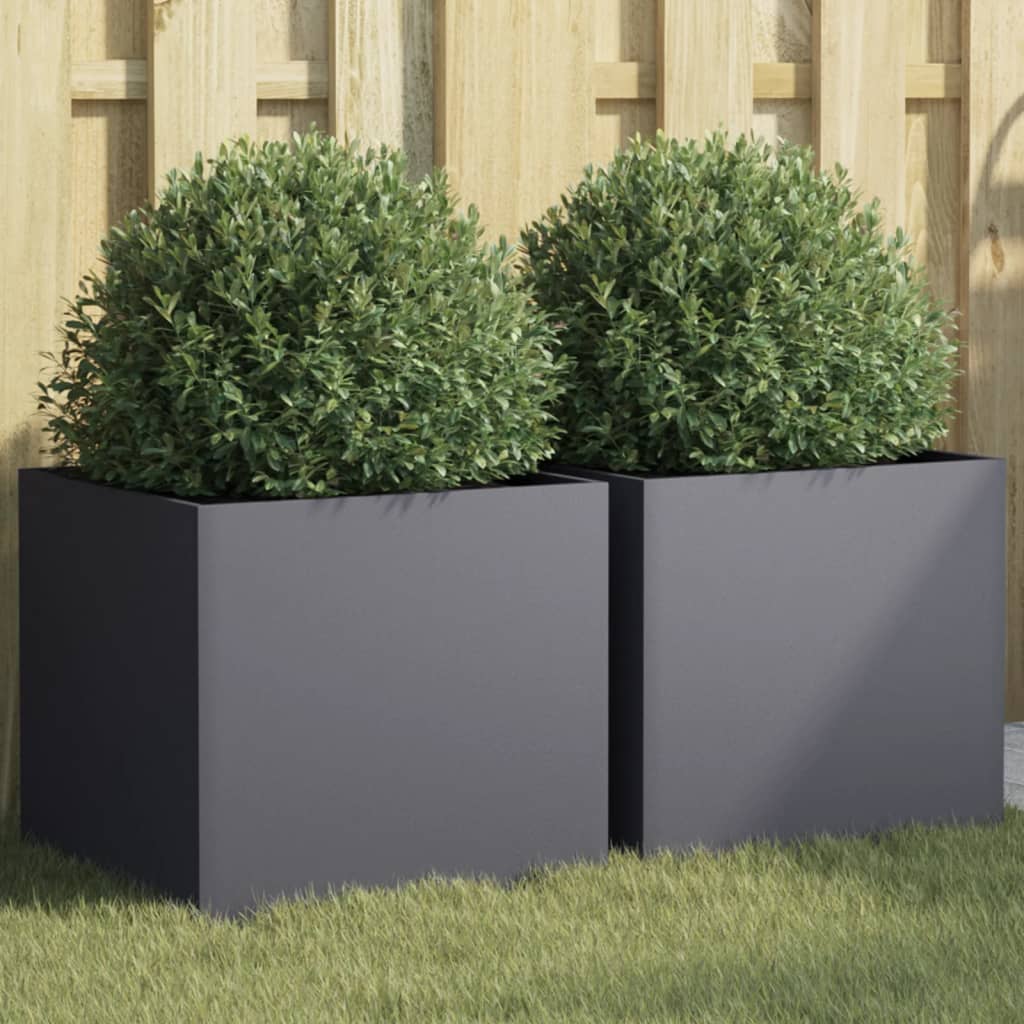 Planters 2 pcs Anthracite 42x40x39 cm Steel - Design Hut