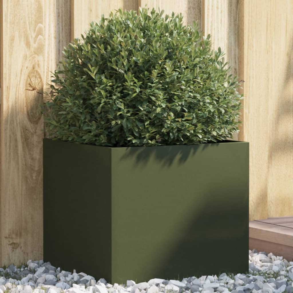 Planter Olive Green 42x40x39 cm Cold-rolled Steel - Merkel Designers