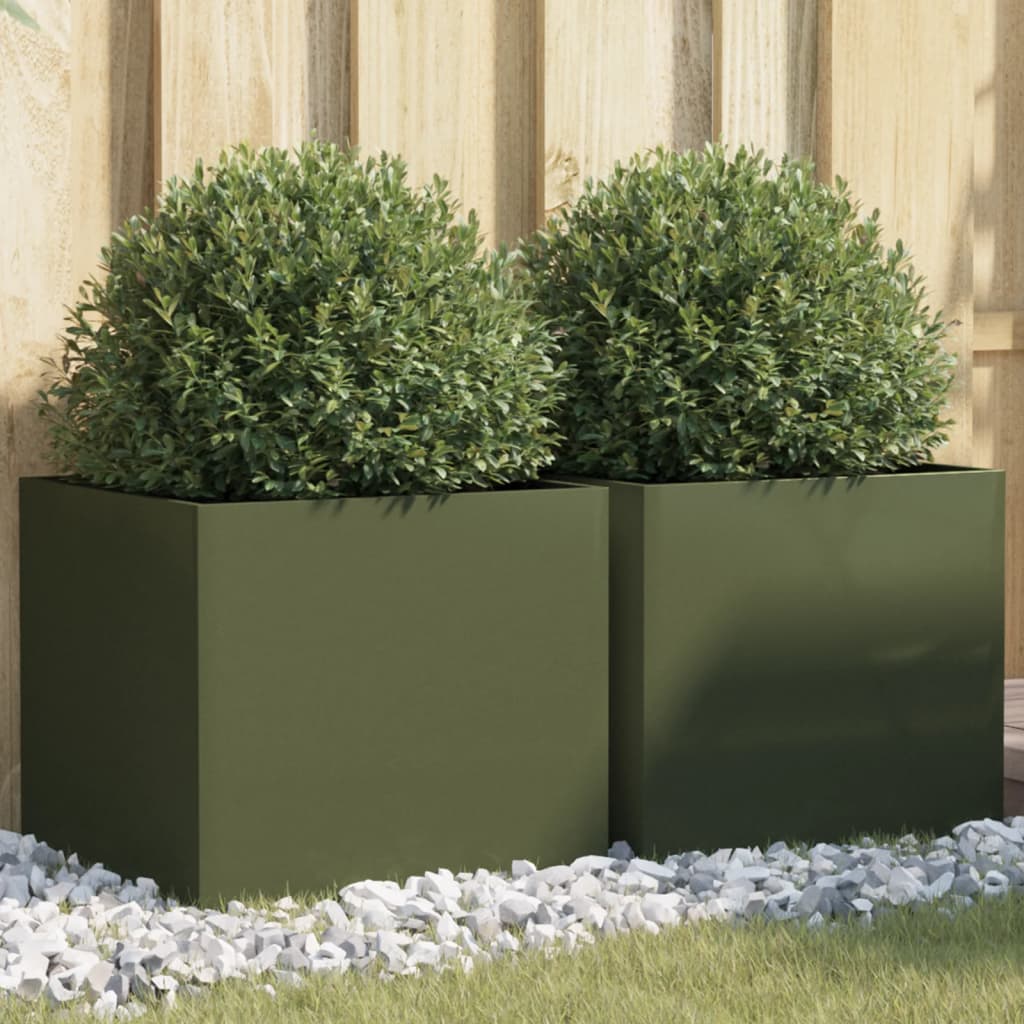 Planters 2 pcs Olive Green 42x40x39 cm Cold-rolled Steel - All Things Good