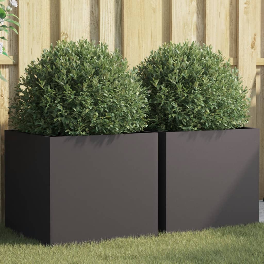 Planters 2 pcs Black 49x47x46 cm Cold-rolled Steel - Style and Chic