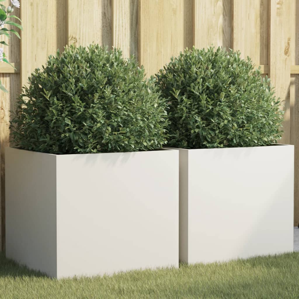 Planters 2 pcs White 49x47x46 cm Cold-rolled Steel - Style and Chic