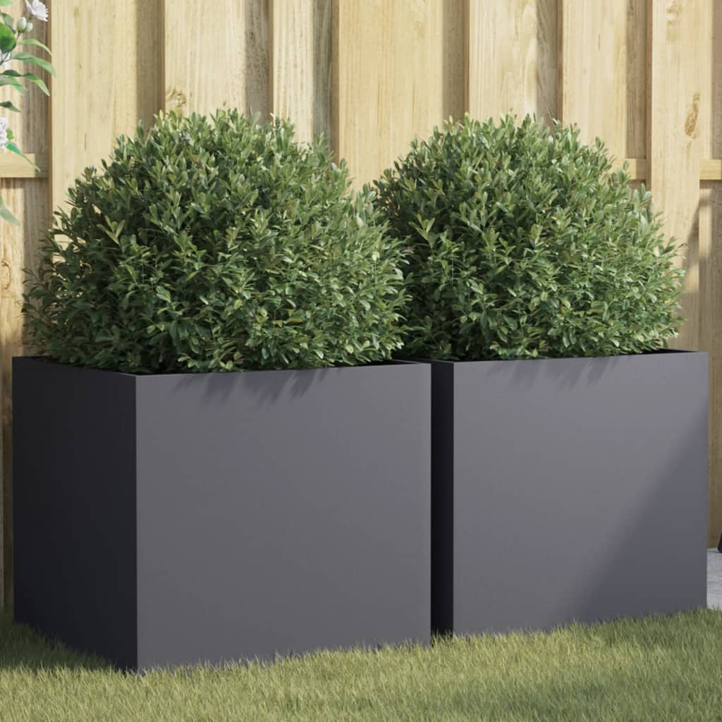 Planters 2 pcs Anthracite 49x47x46 cm Cold-rolled Steel - Merkel Designers