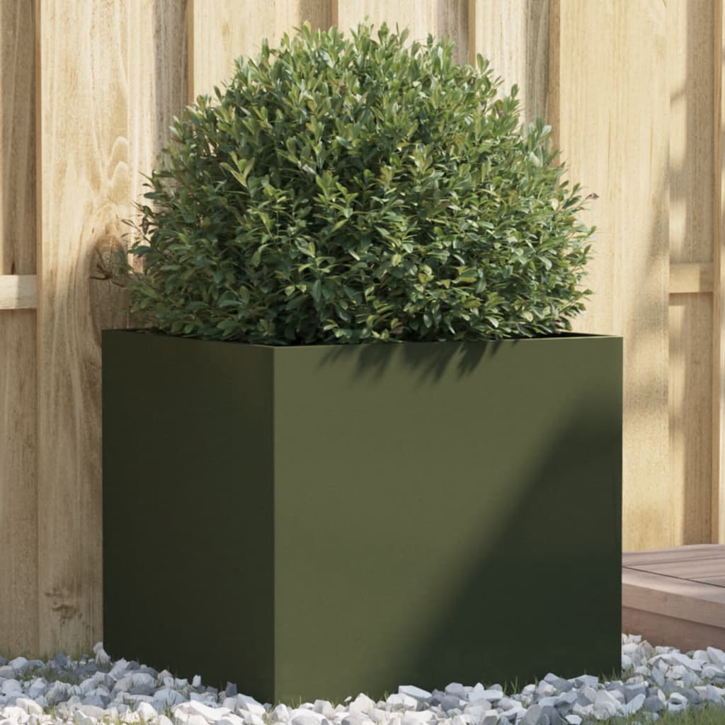 Planter Olive Green 49x47x46 cm Cold-rolled Steel - The Home Maker
