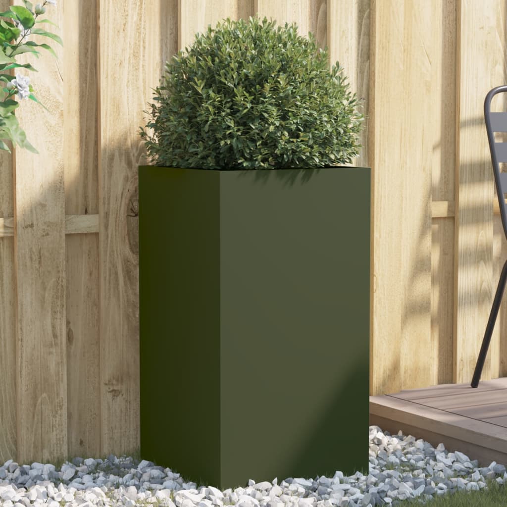 Planter Olive Green 42x38x75 cm Cold-rolled Steel - All Things Good