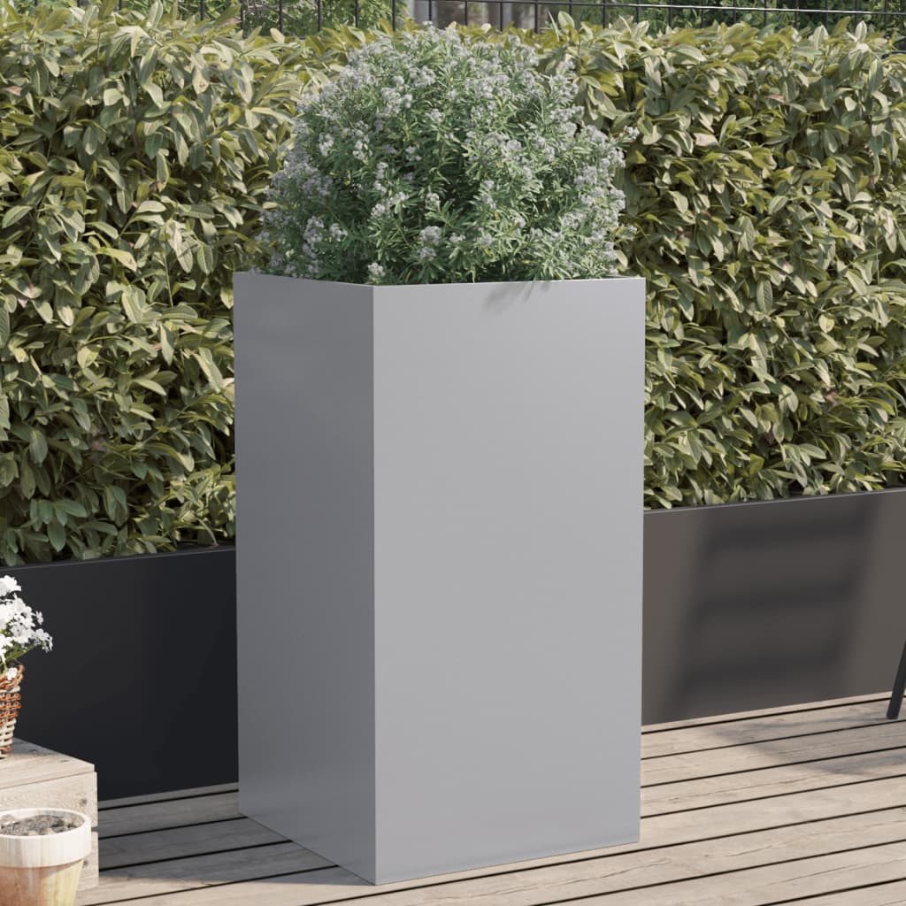 Planter Silver 42x38x75 cm Galvanised Steel - All Things Good