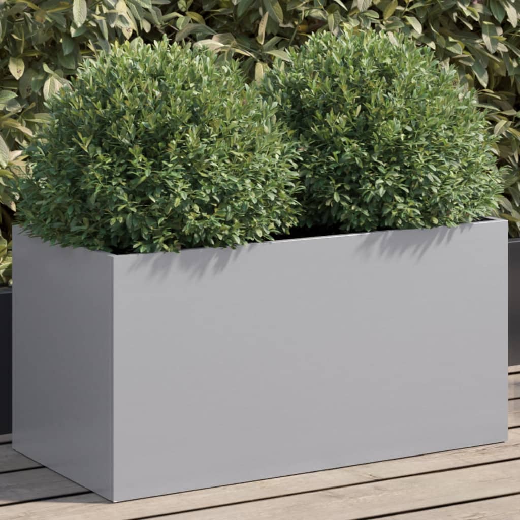 Planter Silver 62x30x29 cm Galvanised Steel - All Things Good