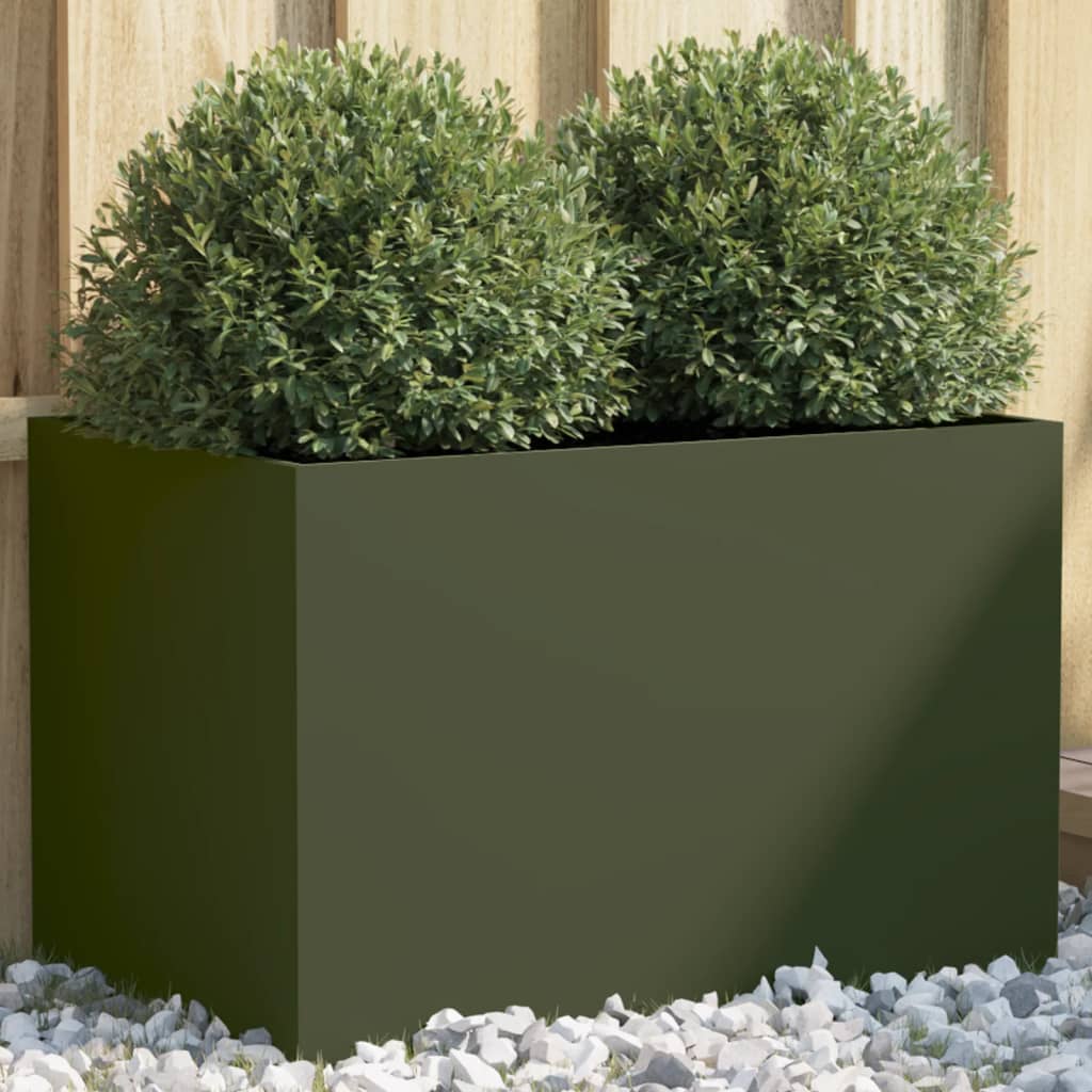 Planter Olive Green 62x40x39 cm Cold-rolled Steel - Merkel Designers