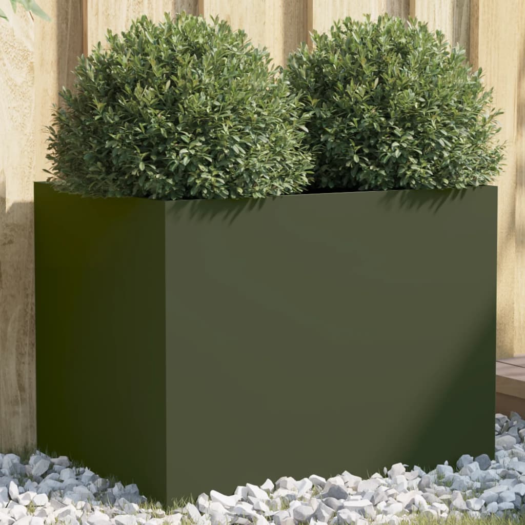 Planter Olive Green 62x47x46 cm Cold-rolled Steel - All Things Good