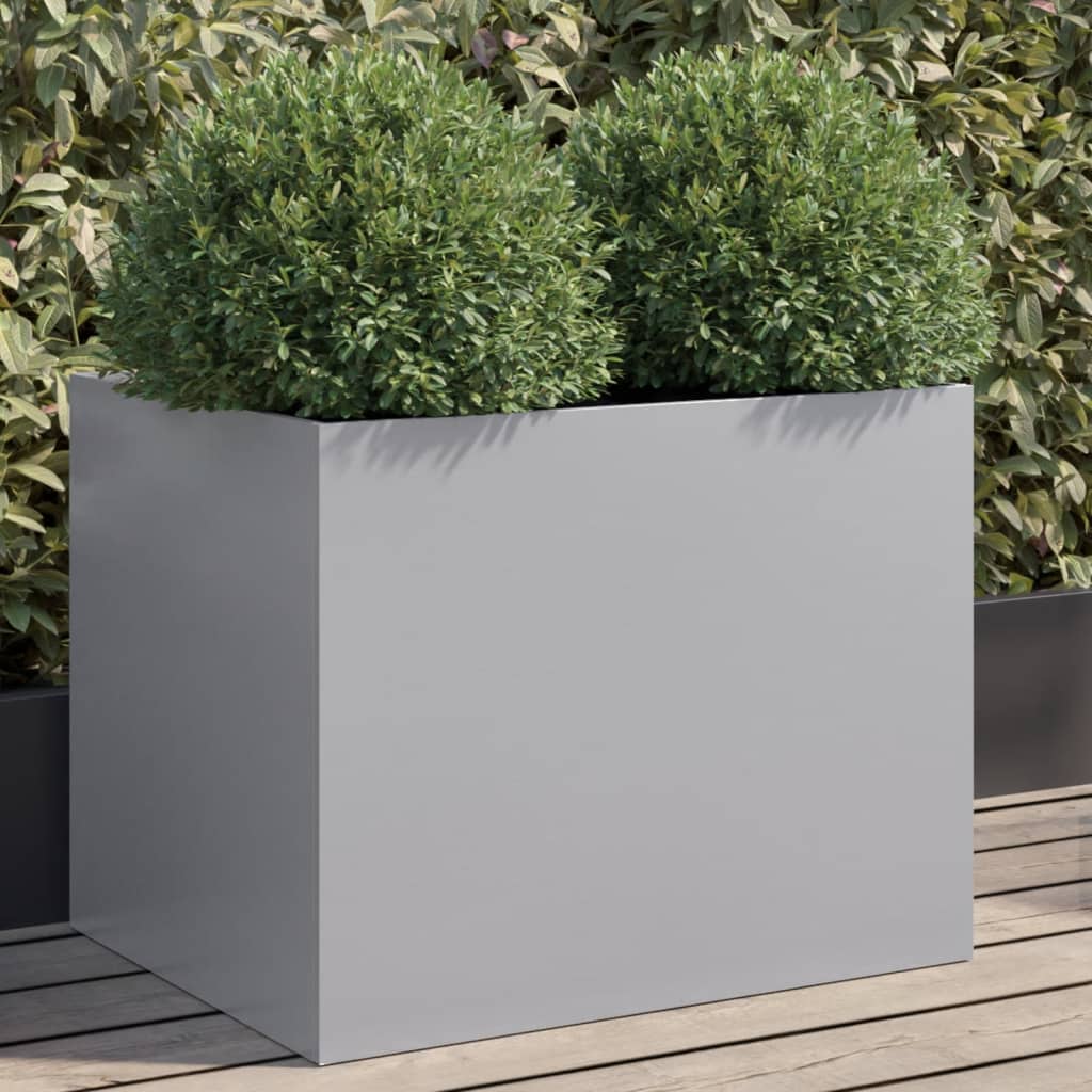 Planter Silver 62x47x46 cm Galvanised Steel - All Things Good