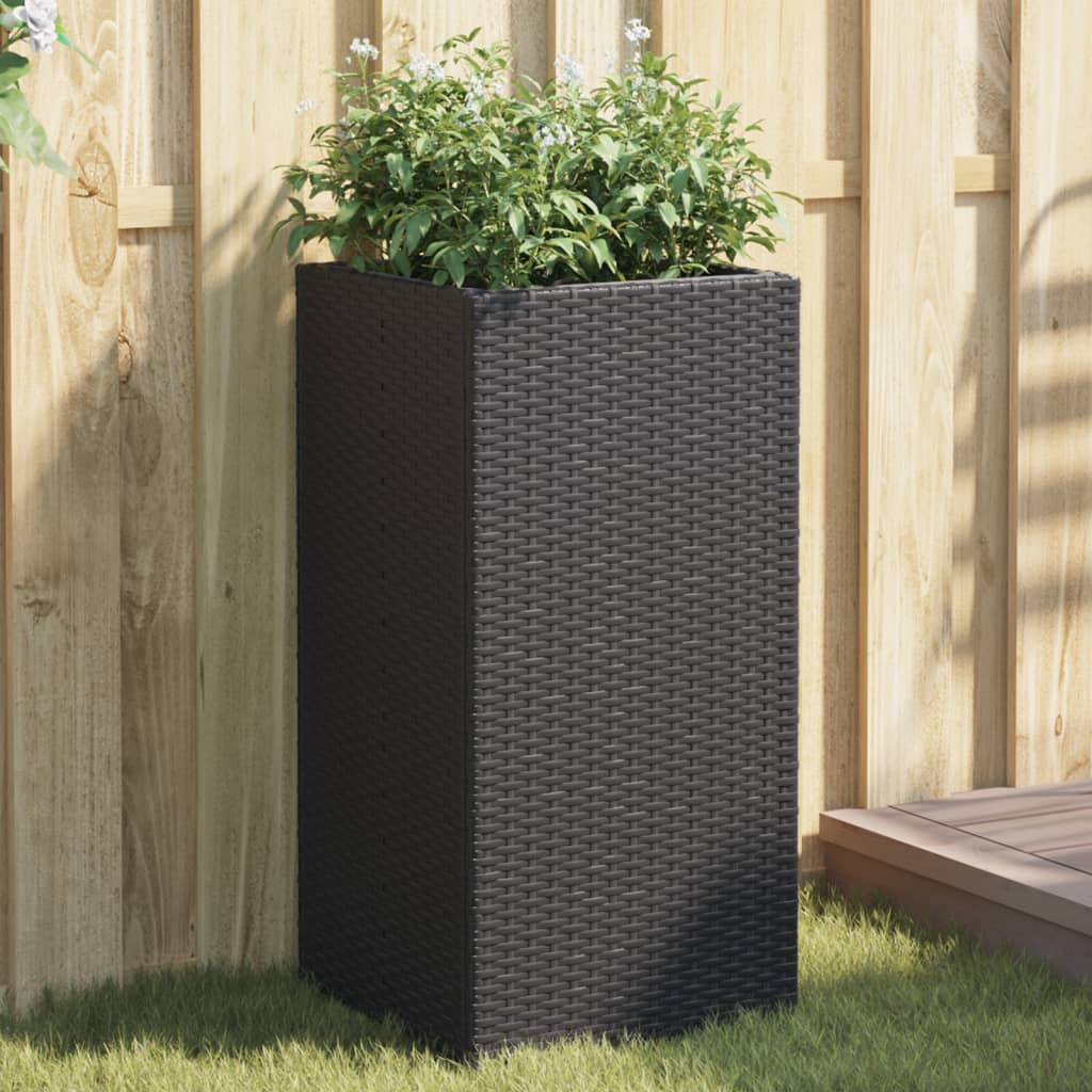 Garden Planters 2 pcs Black 40x40x80 cm Poly Rattan - Brittle & Co