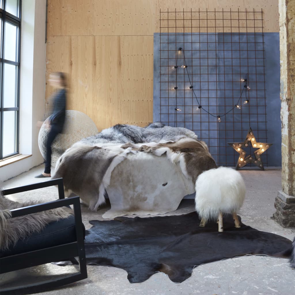 Real Cowhide Rug Black 180x220cm - Casper Homes