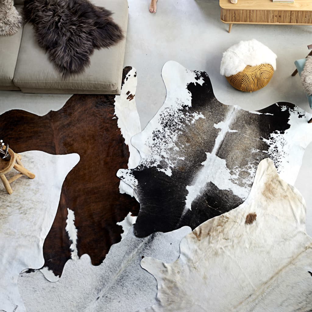 Real Cowhide Rug Black and White 180x220cm - Direct Imports