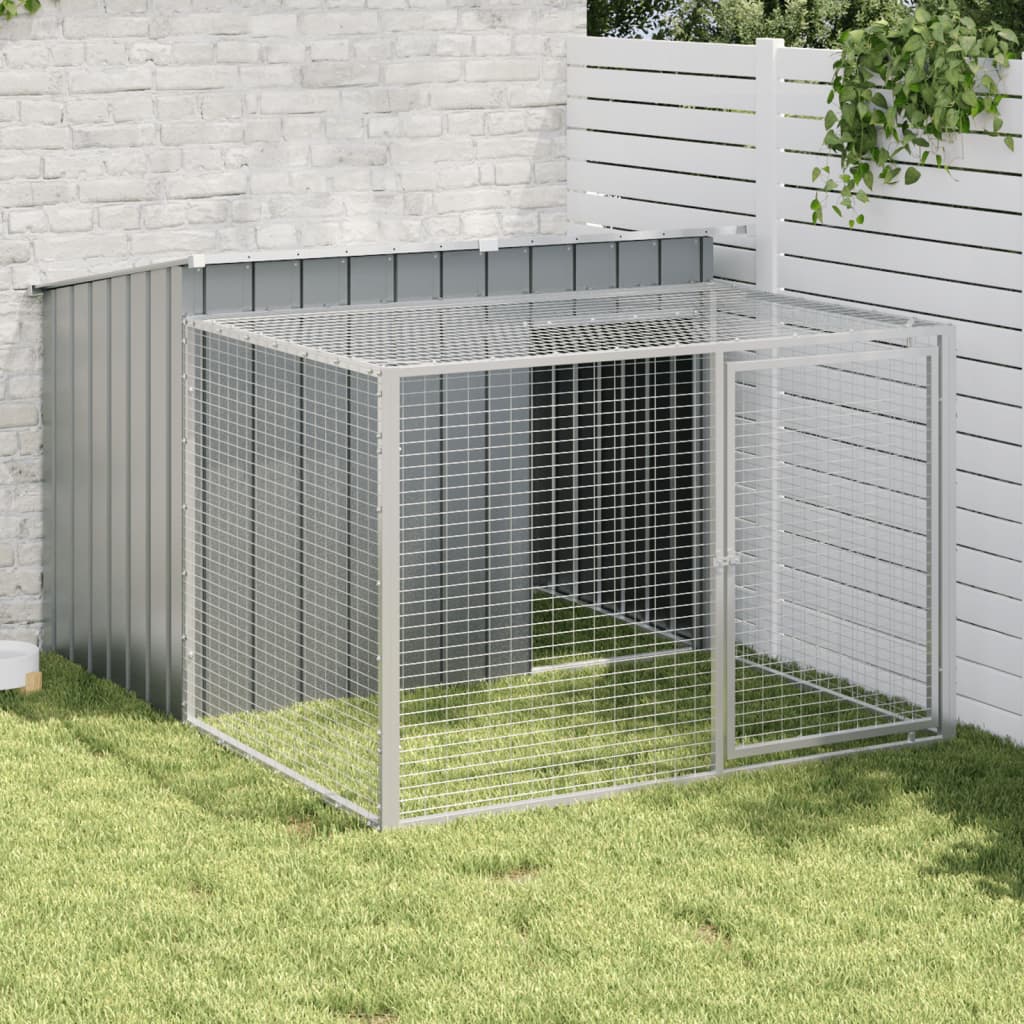Dog House with Run Anthracite 153x194x110 cm Galvanised Steel - The Home Maker