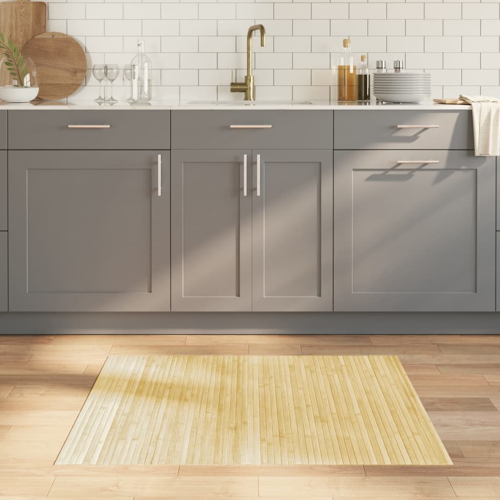 Rug Rectangular Light Nature 80x100 cm Bamboo - Merlin Deals