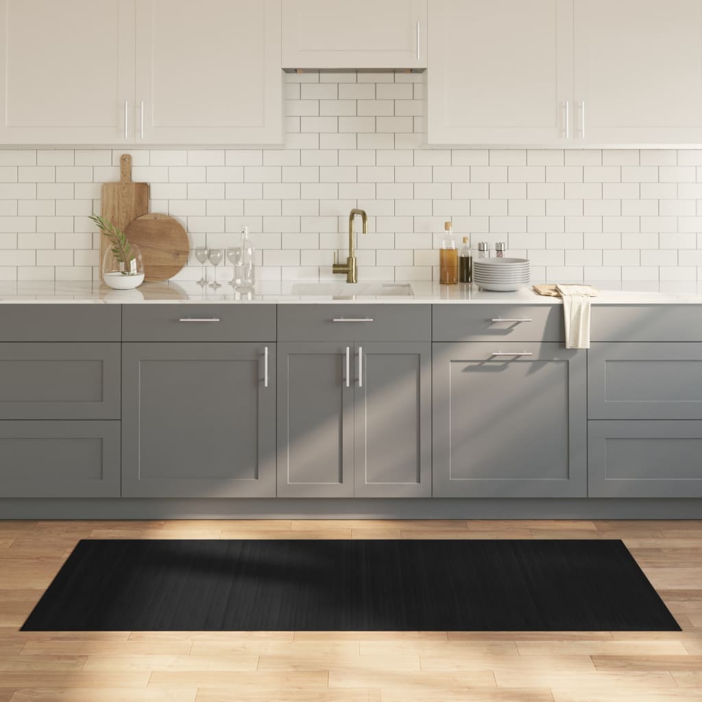 Rug Rectangular Black80x200 cm Bamboo - Decor Base