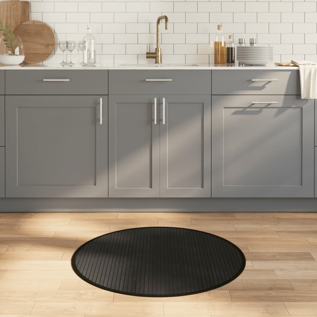 Rug Round Black80 cm Bamboo - Design Hut