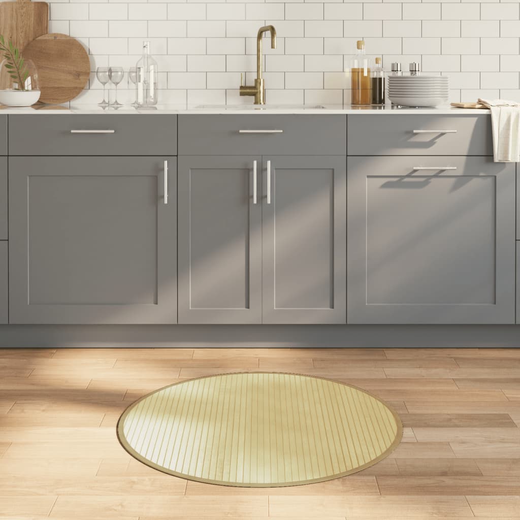 Rug Round Light Natural80 cm Bamboo - Merkel Designers