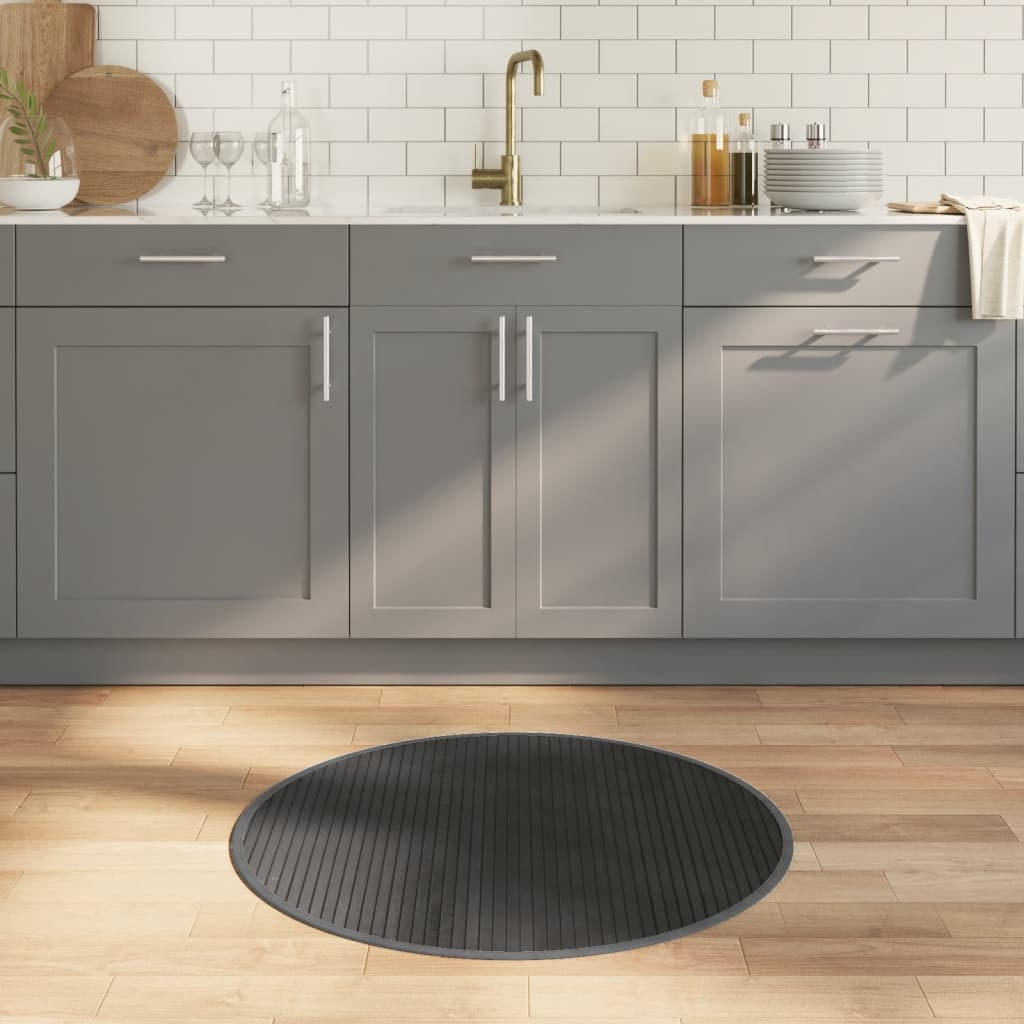 Rug Round Grey80 cm Bamboo - Merkel Designers
