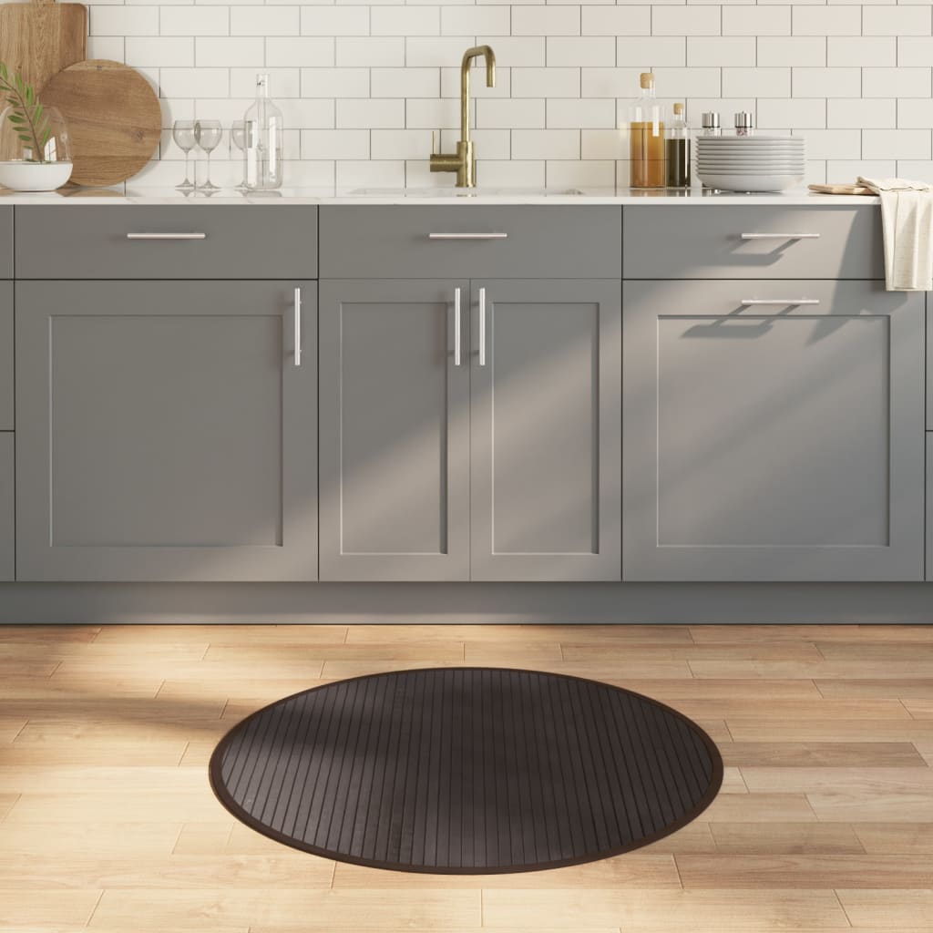 Rug Round Dark Brown80 cm Bamboo - Design Hut