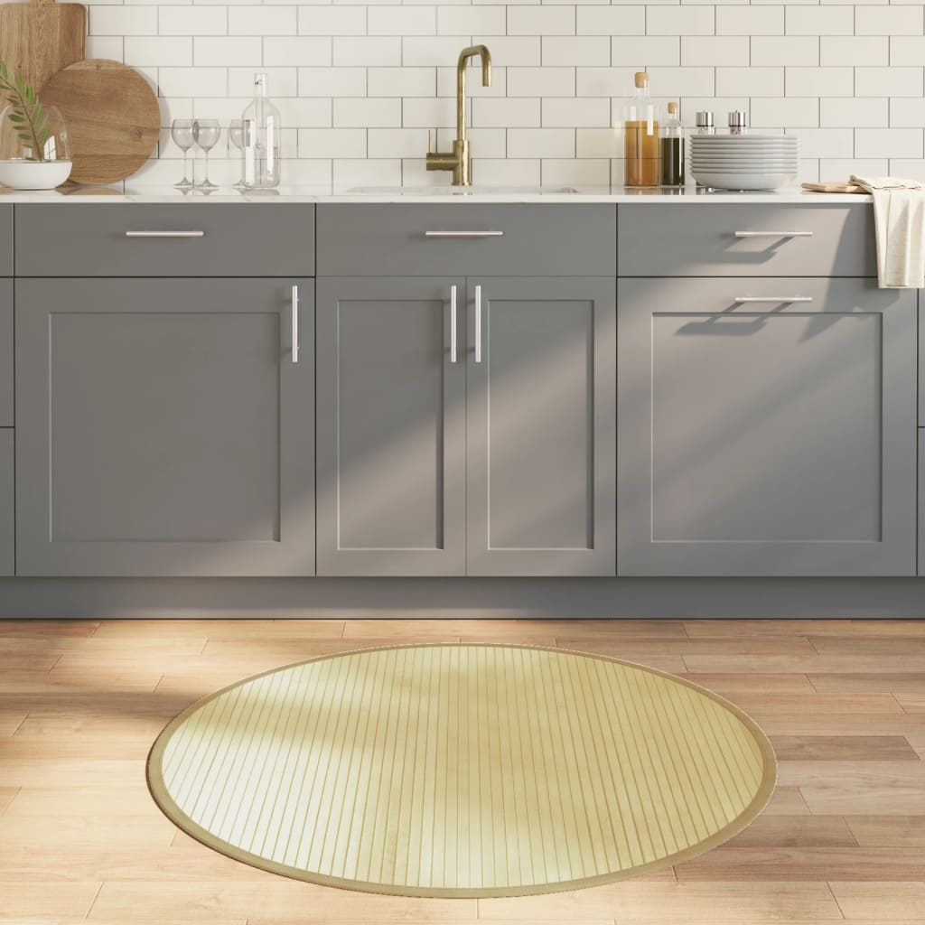 Rug Round Light Natural100 cm Bamboo - Design Hut