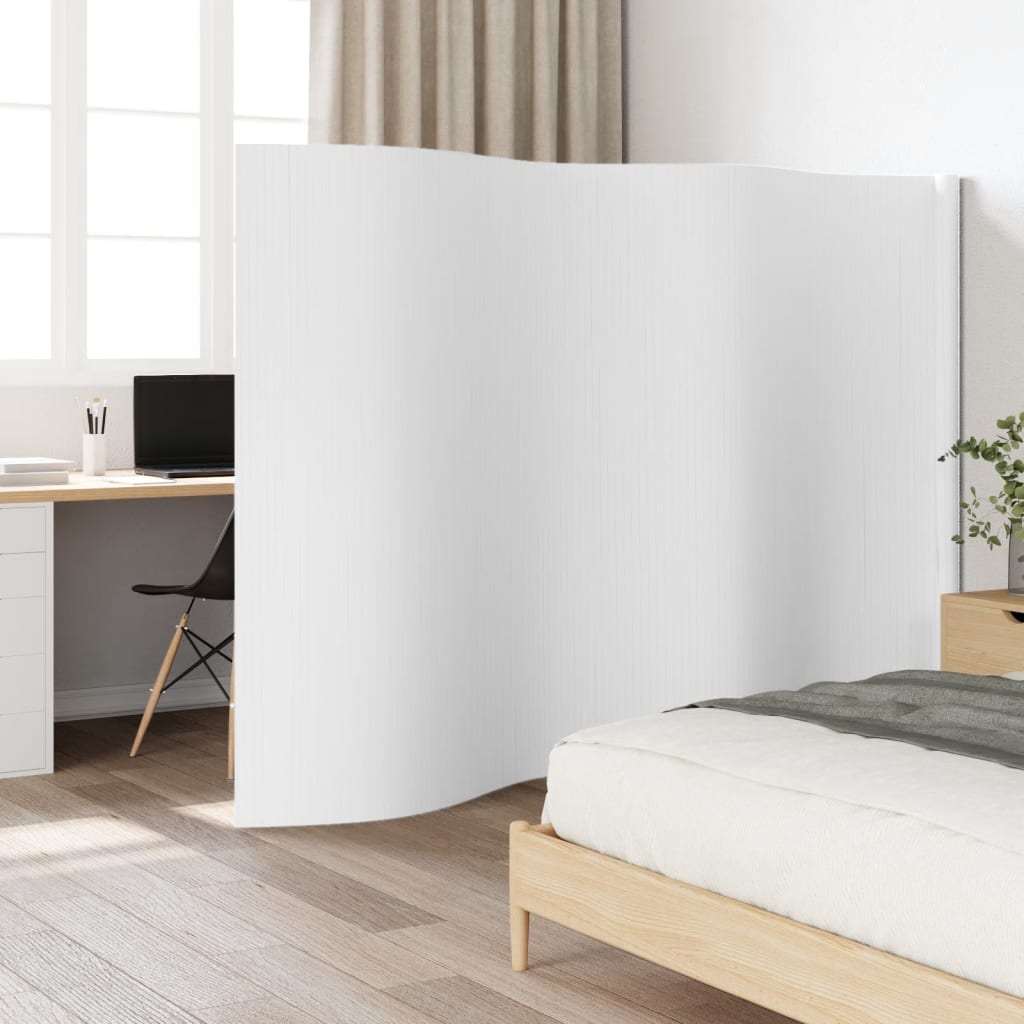 Room Divider White 165x400 cm Bamboo - Unbeatable Bargains
