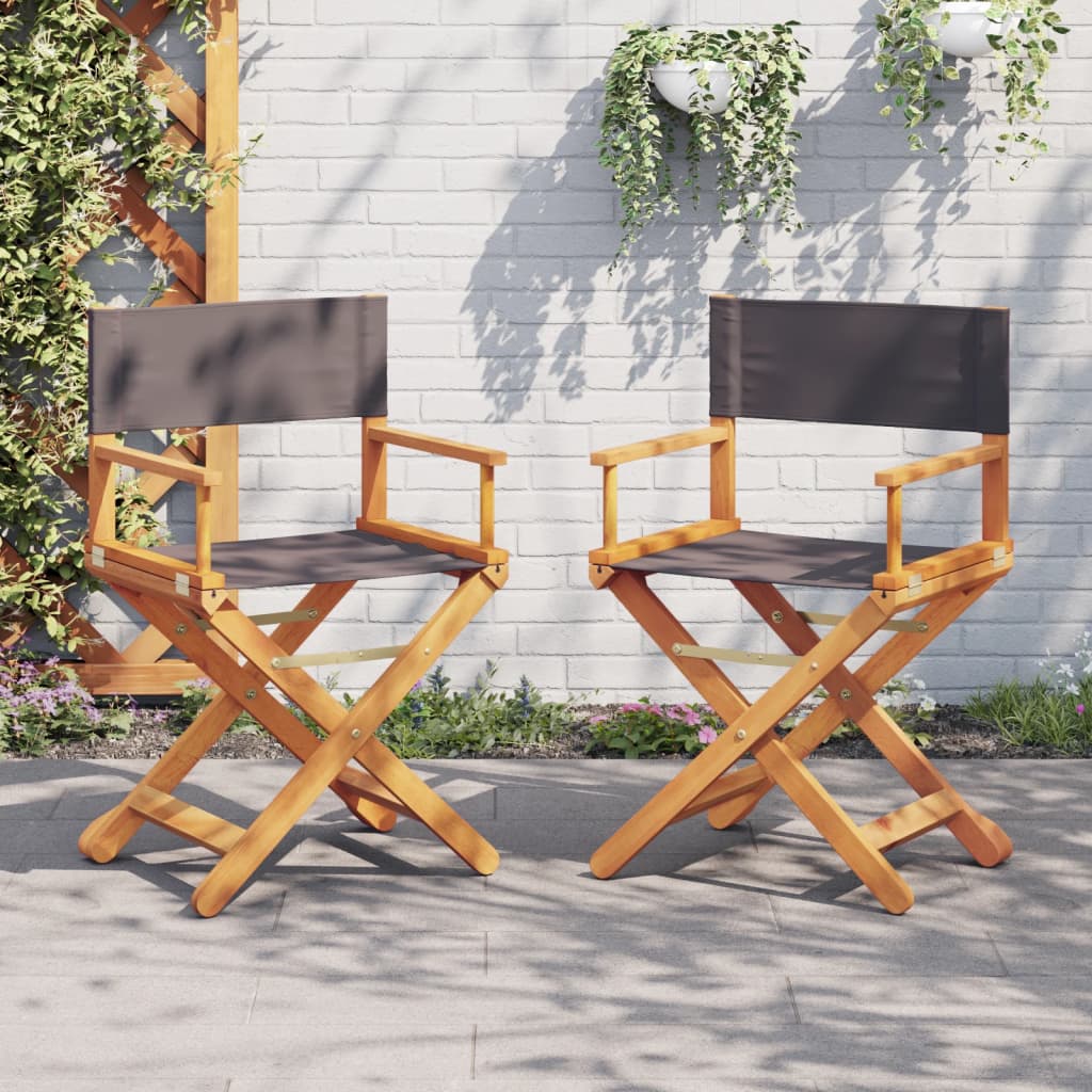 Folding Director Chairs 2 pcs Dark Grey Fabric - Direct Imports