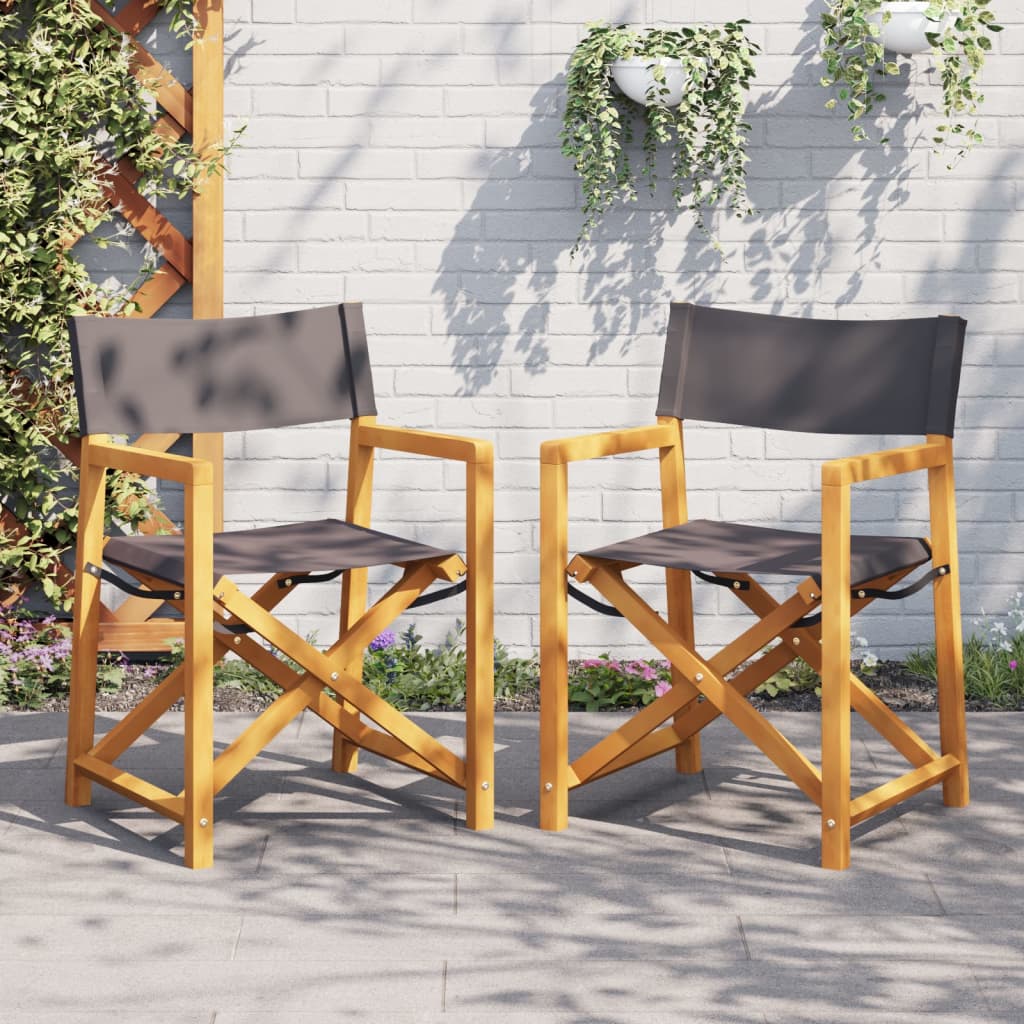 Folding Director Chairs 2 pcs Dark Grey Fabric - Brittle & Co